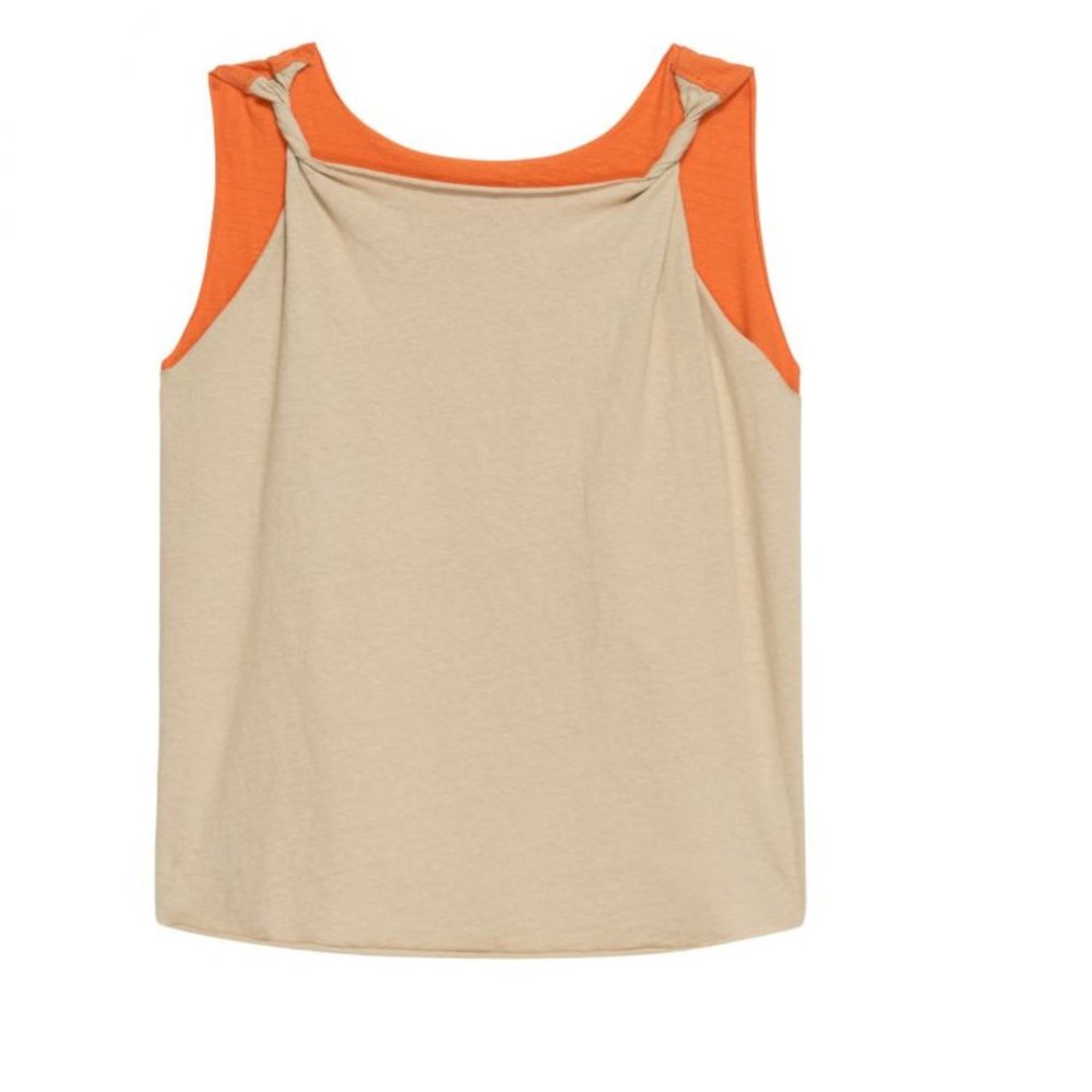 DONNI. Beige and Orange Knot-Shoulder Tank Top